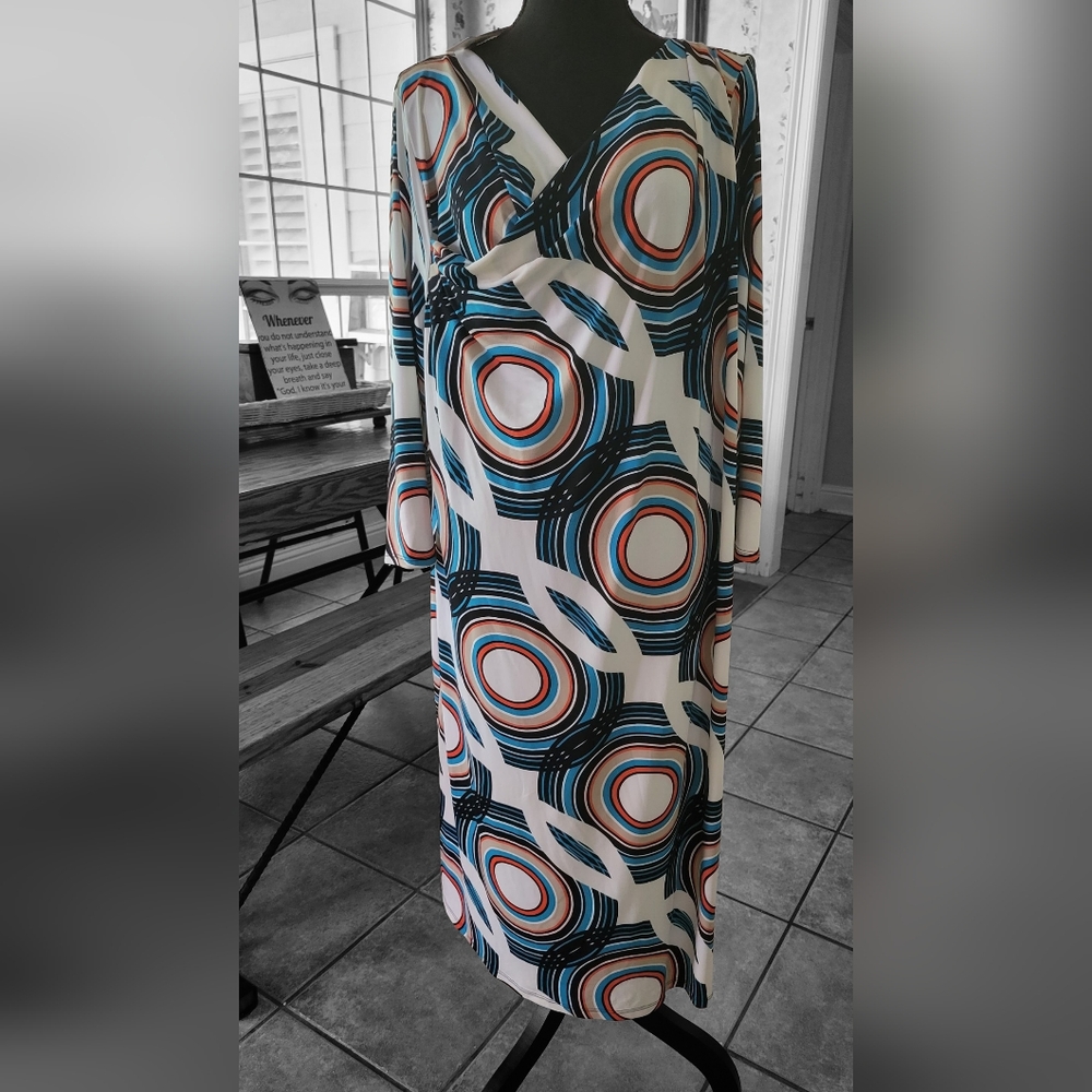 leaannwhite_  ☮NWT Midi Dress. Turquoise Geometric/Modern print. ☮
